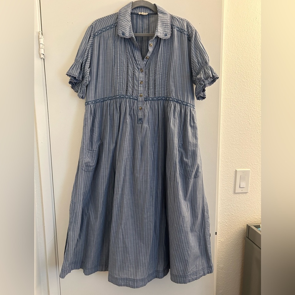 Pilcro Blue Oversized Striped Dress Size Small
